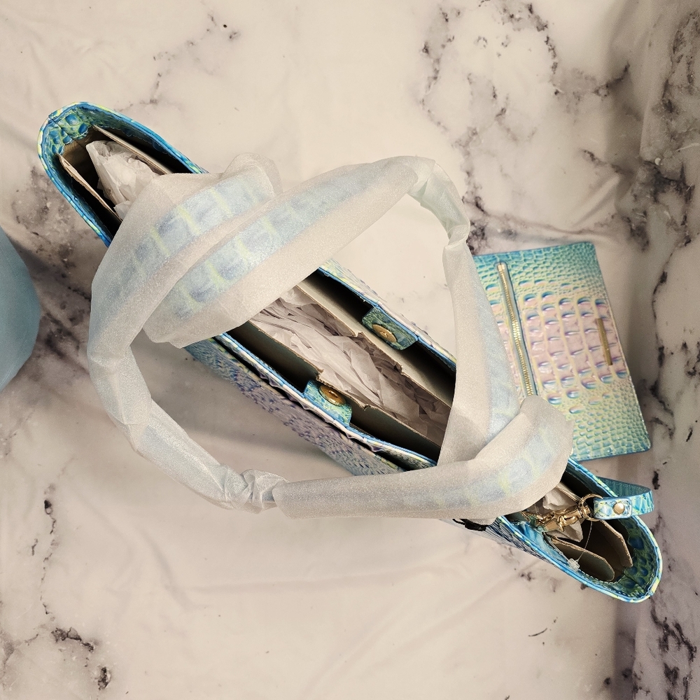 Brahmin Brooke Tote Bag in Cotton Candy Ombre Melbourne Leather w/ Zipper Pouch - Picture 8 of 14